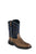 Old West Navy/Tan Kids Boys Leather Sq Toe Cowboy Boots