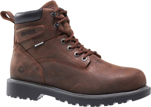Wolverine Mens Dark Brown Leather Floorhand WP 6in Work Boots