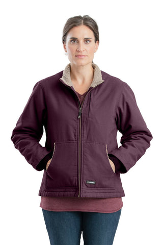 Berne Maroon 100% Cotton Womens Sherpa Softstone Duck Jacket
