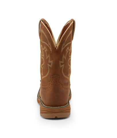 Justin 11in WP EH Mens Rustic Tan Stampede Rush Leather Work Boots