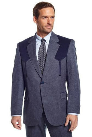 Circle S Mens Heather Navy Polyester Boise Sportcoat Western
