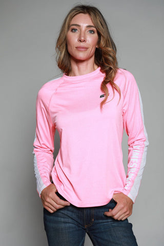 Kimes Ranch Womens K1 Tech Tee Pink Heather Polyester Blend L/S Tshirt