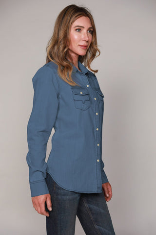 Kimes Ranch Womens Long Sleeve Kaycee Denim Western Snap Shirt