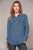 Kimes Ranch Womens Kaycee Top Dark Denim Cotton Blend L/S Shirt