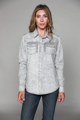 Kimes Ranch Womens KC Top Light Grey 100% Tencel L/S Western Shirt