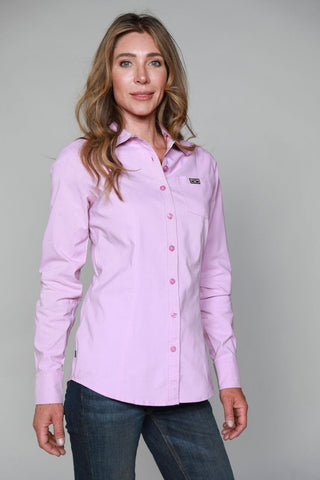 Kimes Ranch Womens Linville Solid Shirt Lilac Cotton Blend L/S Western