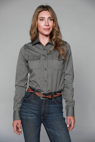 Kimes Ranch Womens Tucson HB Black Cotton Blend L/S Western Shirt