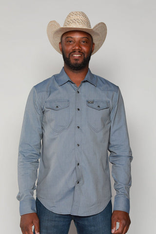 Kimes Ranch Mens Tucson HB Indigo Cotton Blend L/S Western Shirt